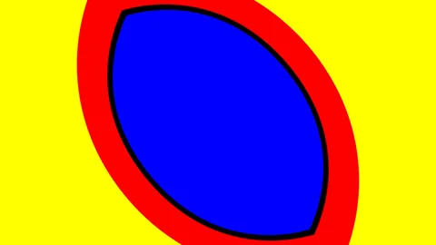 Bright Red Yellow Blue Collapsing Shape Eye Pattern Stock Footage 143912764