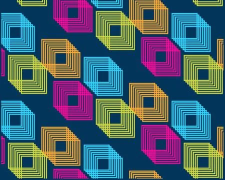 Bright repeating squares in the spring on a dark background Stock Illustration