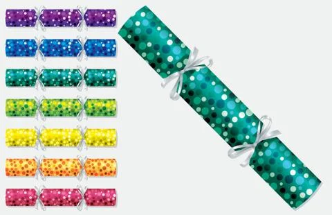 Bright retro Christmas crackers in vector format. Stock Illustration