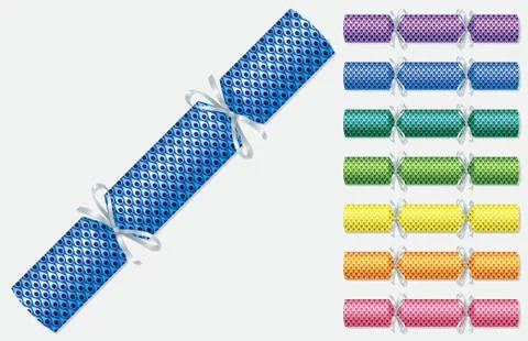 Bright retro Christmas crackers in vector format. Stock Illustration