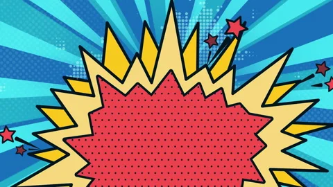 Bright retro comic explosion with blue radial background and stars Stock-Footage 290399239