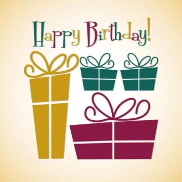 Bright retro present card in vector format. Stock Illustration