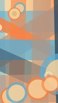 Bright rings intersect with transparent planes in blue, orange, peach, and .. Stock Illustration