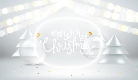 Bright room with christmas elements and lettering inscription. MerryChristmas Illustrazione stock