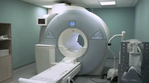 Bright room with modern CT scan machine Stock Footage