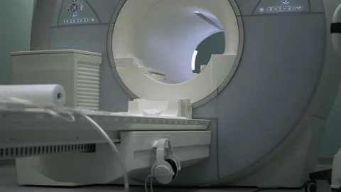 Bright room with modern CT scan machine Video stock 163368227