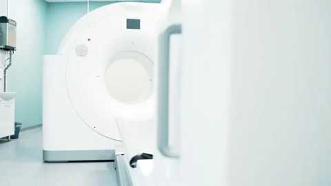 Bright room with modern MRI machine Video stock 163367797