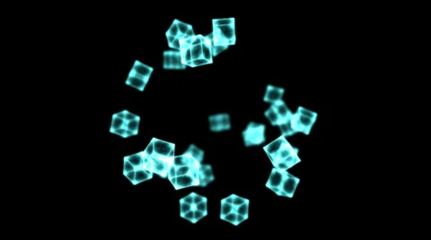 Bright Rotating Cubes - Loop Blue Stock Footage 35193512