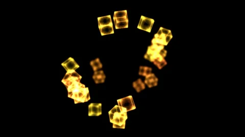Bright Rotating Cubes - Loop Golden Stock Footage 35194374