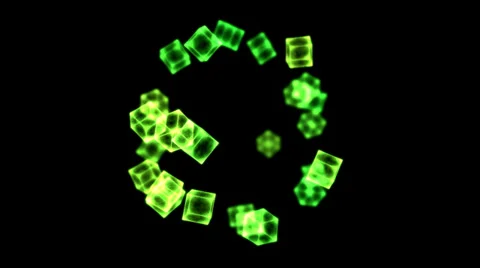 Bright Rotating Cubes - Loop Green Stock Footage 35194437