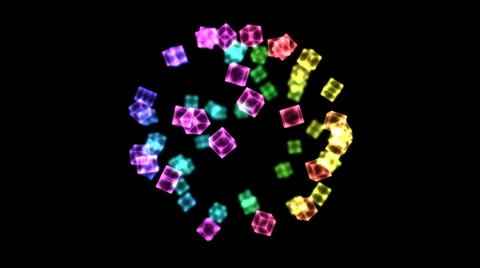Bright Rotating Cubes - Loop Rainbow Stock Footage 35194867