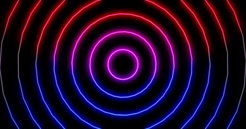 Bright round neon abstract gradient lines tech futuristic motion background Stock Footage 254128218