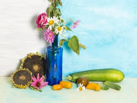 Bright rustic still life with vegetables Stock Photos
