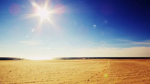 Bright sandy beachfront Stock Footage 74062547