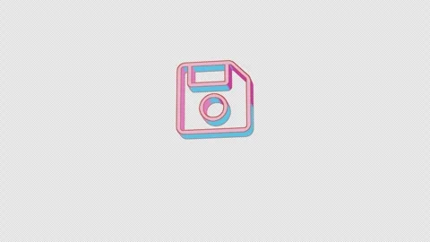 Bright save icon is jumping merrily. Retro style. Alpha channel black. Stock Footage 253411438