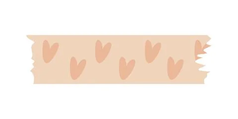Bright scandi vector border washi pattern with hearts. Stylized scotch tape cute 스톡 일러스트