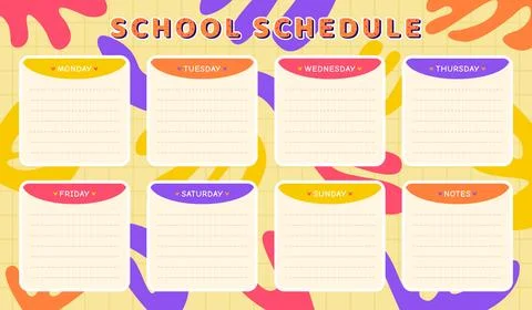 Bright school schedule template Stock Illustration