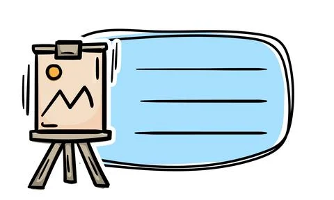 Bright school sticker with an easel for drawing Stock Illustration