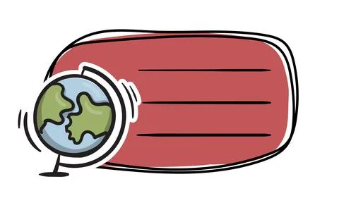 Bright school sticker with a globe, space for text Stock Illustration