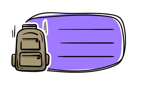 Bright school sticker with a school backpack Stock Illustration