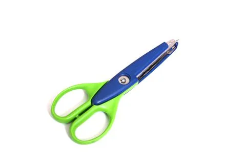 Bright scissors for cutting patterns isolated on white background Stock Photos