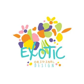 Bright scribble exotic logo design Stock Illustration