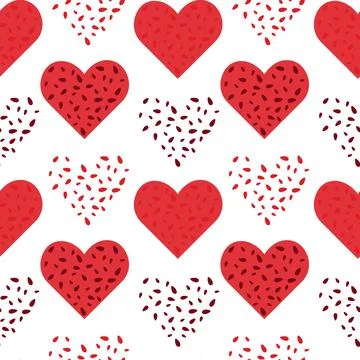 Bright seamless abstract pattern of heart-shaped figures in trendy hues Stock Illustration