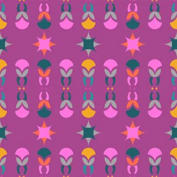 Bright Seamless Abstract Vector Repeat Pattern In Cerise Multicolor Stock Illustration