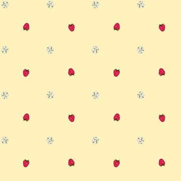 Bright seamless background featuring strawberries and flowers perfect for s.. Stock Illustration