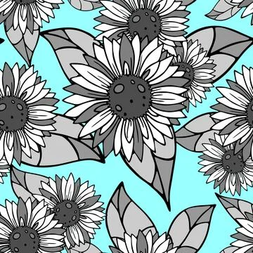 Bright seamless background of large black and white inflorescences on a green Stock Illustration