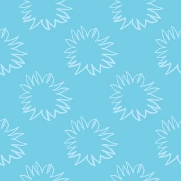 Bright seamless cartoon minimalistic pattern with sun silhouettes white ornam Stock Illustration