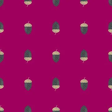 Bright seamless doodle pattern with decorative chestnut elements. Pink backgr Stock Illustration