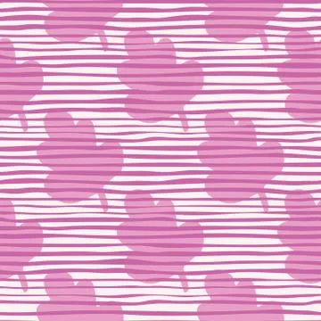 Bright seamless doodle pattern with tree leafs in pink color. White backgroun Illustrazione stock