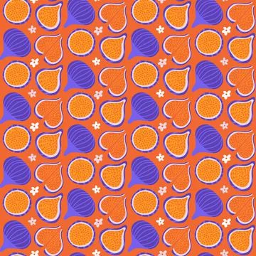 Bright Seamless fig pattern. Exotic fruit ornament for fabric, wrapping paper Illustrazione stock