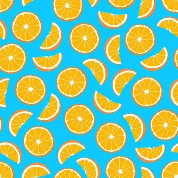 Bright seamless fruit pattern - hand drawn design. Repeatable blue background 库存插图