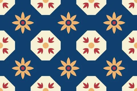 Bright seamless geometric ornamental pattern. Tile mosaic repeatable textur.. Illustrazione stock