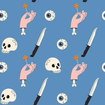 Bright seamless Happy Halloween pattern. Illustrazione stock