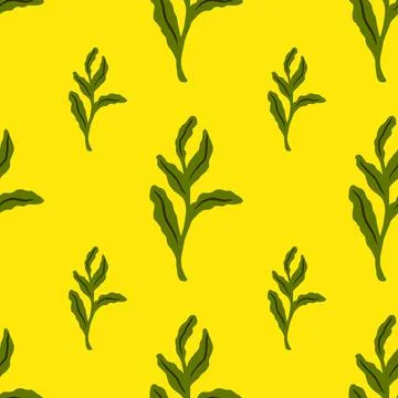 Bright seamless nature pattern with green tropical leaf branches silhouettes. Illustrazione stock