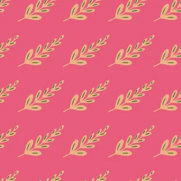 Bright seamless pattern with abstract creative leaf branches simple shapes. P Illustrazione stock