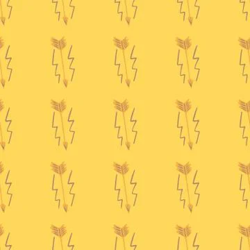 Bright seamless pattern with arrows in yellow and orange tones. Looking down Stock Illustration