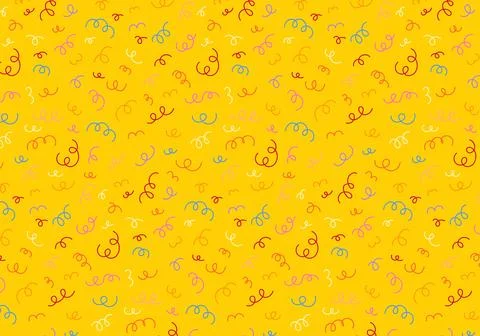 Bright seamless pattern with colorful confetti in yellow background. Stock Illustration