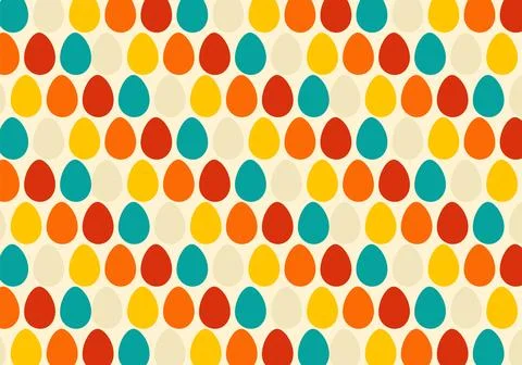 Bright seamless pattern with colorful eggs on beige background. Stock Illustration