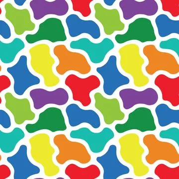 Bright seamless pattern with colorful fluid spots vector. Fun rainbow backg.. Stockillustratie