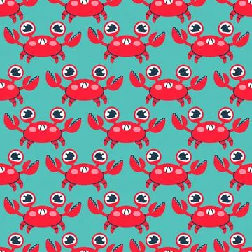 Bright seamless pattern with crabs Stock Illustration