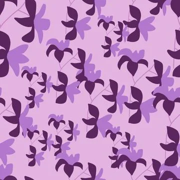 Bright seamless pattern with doodle hawaii tropical flowers silhouettes. Purp Stock-Illustration