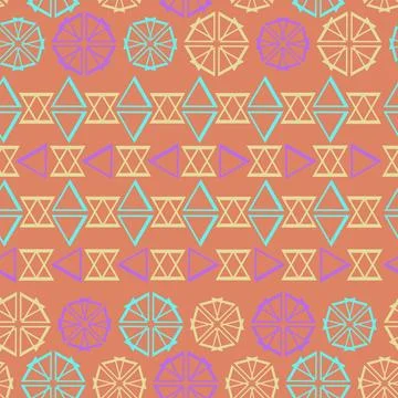 A bright, seamless pattern of geometric shapes in the shape of a lemon withou Stock Illustration