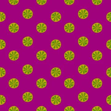 Bright seamless pattern with green simple lime slices ornament. Pink backgrou Stock Illustration