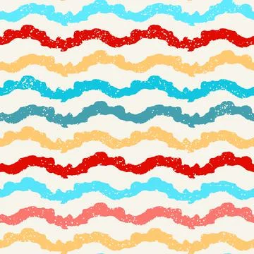 Bright seamless pattern with hand drawn waves イラスト素材