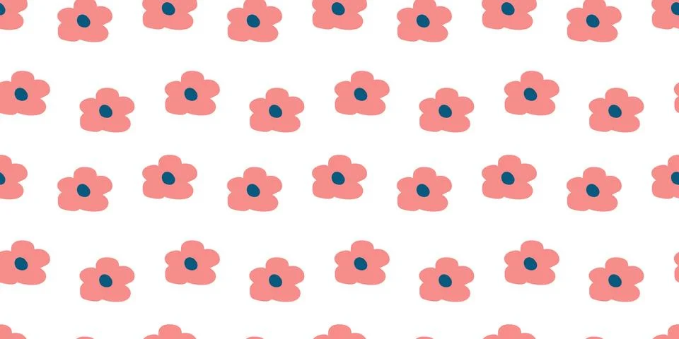 Bright seamless pattern with hand drawn spring Flowers. Summer foliage desi.. Stock Illustration
