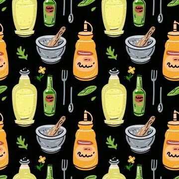 Bright seamless pattern for kitchen design, for the menu Stock Illustration